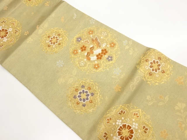 JAPANESE FUKURO OBI / WOVEN FLOWER CREST